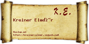 Kreiner Elmár névjegykártya